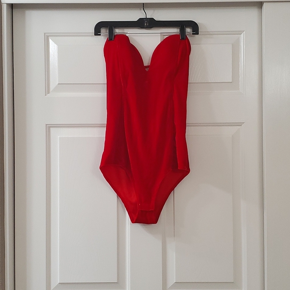 Women's velvet red bodysuit